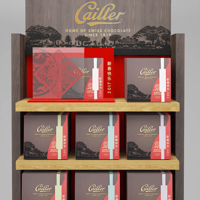 Cailler international CNY retail design shelf packaging premium luxe