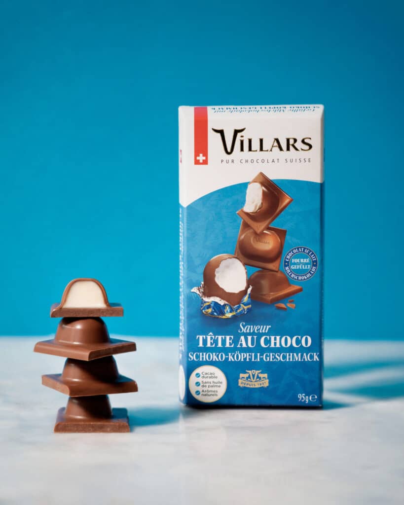 Architecture de produits et Création du Packaging sur mesure tablette Tête au Choco lait pour Chocolat Villars Groupe Savencia à Fribourg