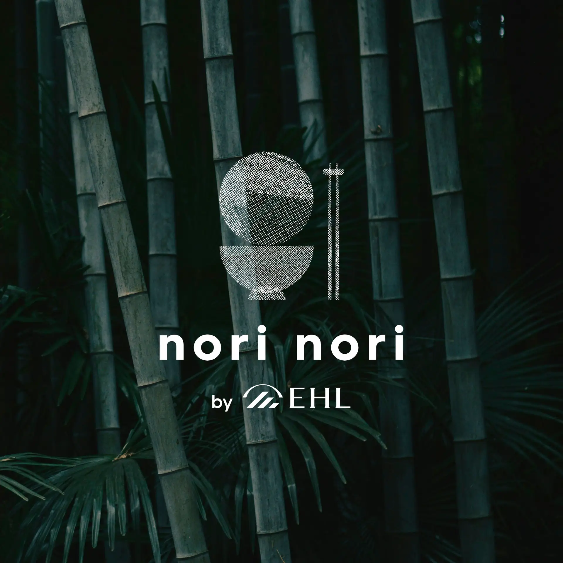 logo principal NoriNori by EHL, restaurant japonais du campus de Lausanne. Sur fond image Bambou